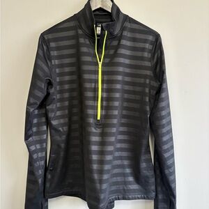 Nike Black Striped Quarter-Zip Pullover with Neon Yellow Zip size XL